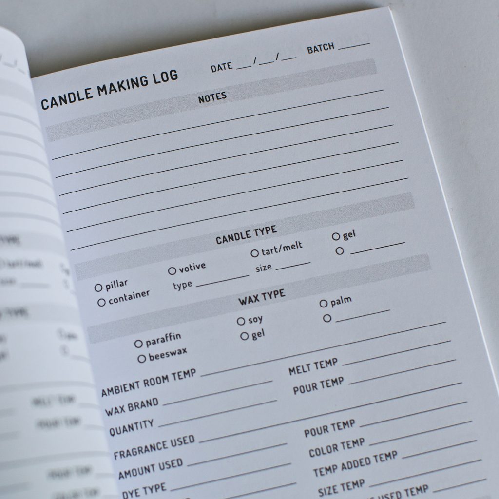 candle making log page